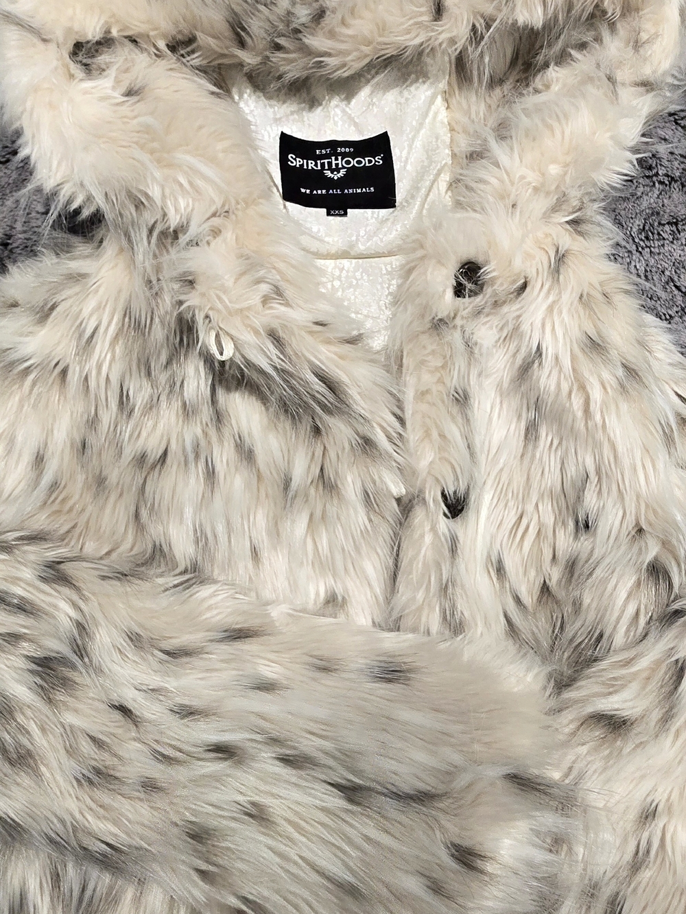 SpiritHoods Faux Fur Coat in Cream and Gray